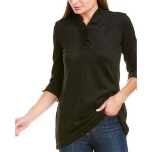 J. McLaughlin Black Faux Suede Top Size Small Women